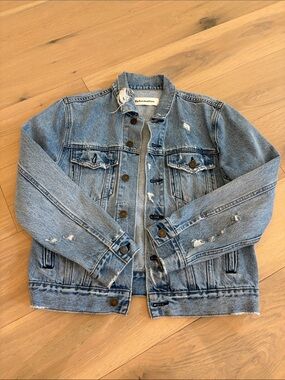 Reformation Light Blue Distressed Denim Jacket